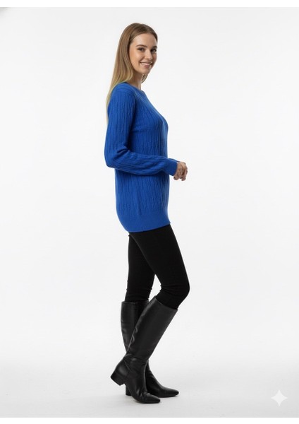 Kadın Saç Örgü Desenli Triko Kazak 5354 fiyatları