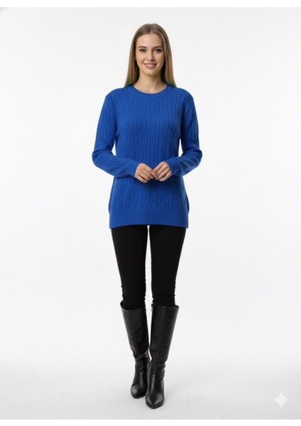 Kadın Saç Örgü Desenli Triko Kazak 5354 modelleri