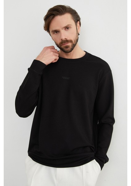 Basic Bisiklet Yaka Modal Kumaş Sweatshirt