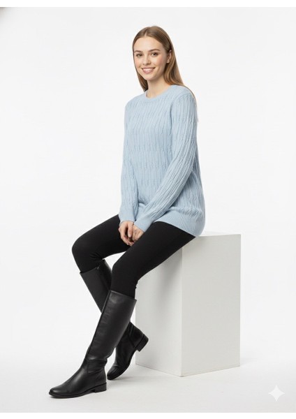 Kadın Saç Örgü Desenli Triko Kazak 5354 fırsatları