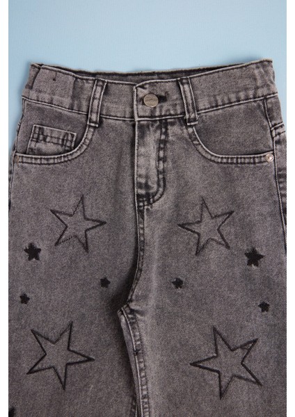 Yıldız Nakışlı Beli Ayarlanabilir Kız Çocuk Pantolon fiyatları