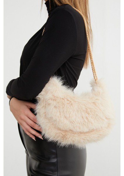 Zincir Askılı Fermuarlı Suni Kürk Kol Çantası fiyatları