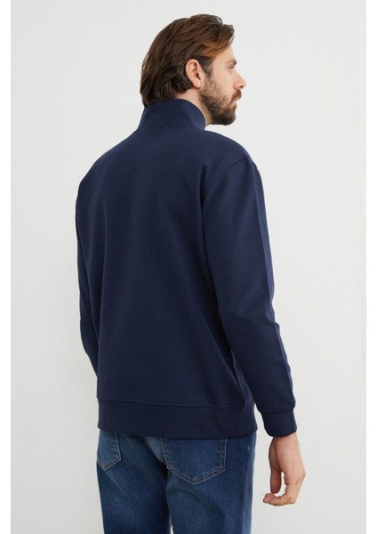 Fitilli Yarım Fermuarlı Sweatshirt