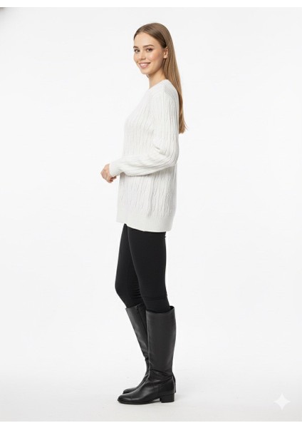 Kadın Saç Örgü Desenli Triko Kazak 5354 fiyatları