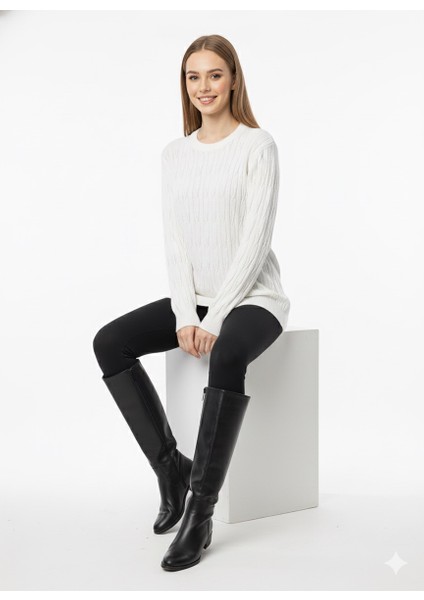 Kadın Saç Örgü Desenli Triko Kazak 5354 fırsatları