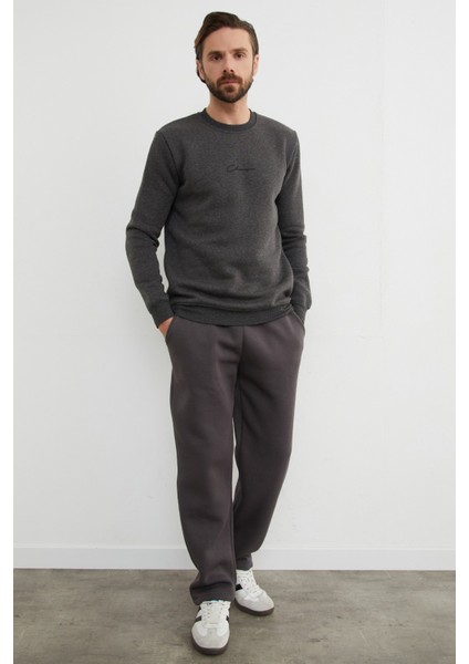 3 Iplik Yazı Baskılı Bisiklet Yaka Sweatshirt fiyatları