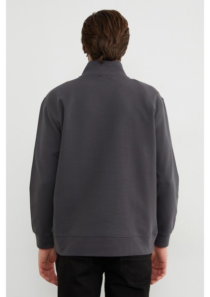 Fitilli Yarım Fermuarlı Sweatshirt