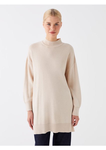 Yeni Sezon Yarım Balıkçı Yaka Oversize Kadın Triko Tunik