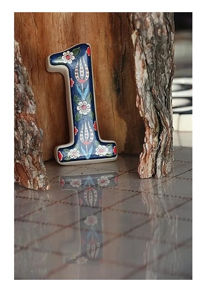 Kapı Numarası Seramik Lale Desenli Çeşitli Renklerde (1, Kobalt) fiyatları