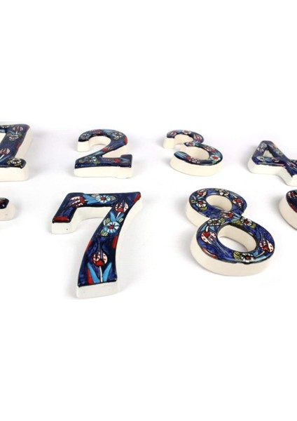 Kapı Numarası Seramik Lale Desenli Çeşitli Renklerde (1, Kobalt) modelleri