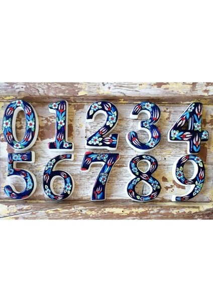 Kapı Numarası Seramik Lale Desenli Çeşitli Renklerde (1, Kobalt) fırsatları