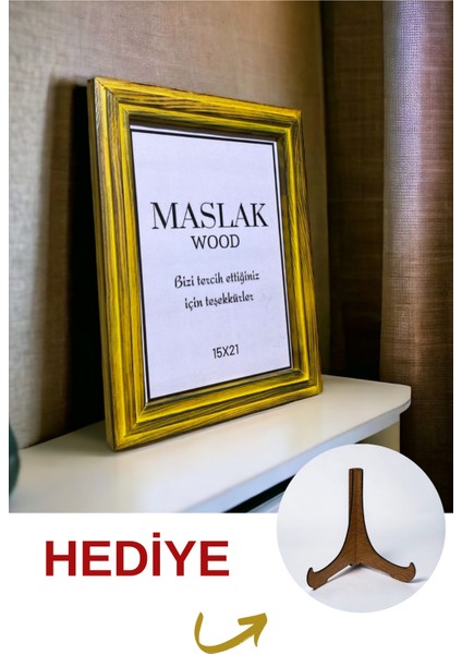 Ahşap Renkli 15X21 (Çerçeve Tutacağı Hediye)