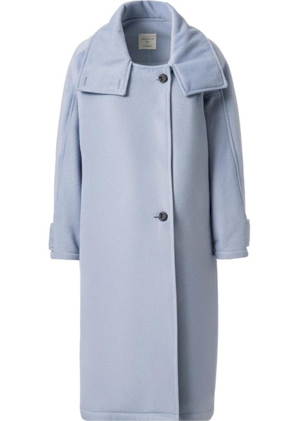 Mirelle Dik Yaka Kaşe Kaban Açık Mavi