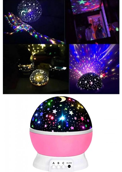 Yıldızlı Gece Lambası Mor Projeksiyon Görünümlü Masa Lambası Renk Değiştirebilen indirimleri