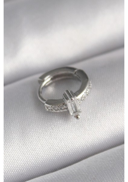 316L Çelik Gümüş Renk Zirkon Taşlı Tragus Piercing