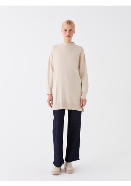 Yeni Sezon Yarım Balıkçı Yaka Oversize Kadın Triko Tunik modelleri