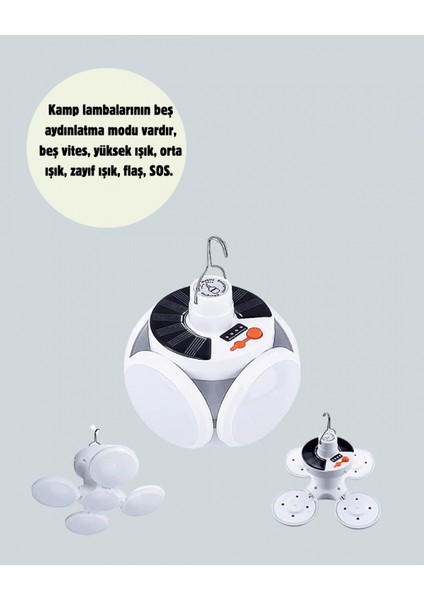 Uzaktan Kumandalı, 360 Derece Katlanabilir Solar LED Aydınlatma Çadır Lambası modelleri