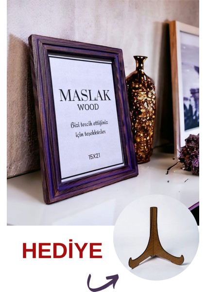 Ahşap Renkli 15X21 (Çerçeve Tutacağı Hediye)