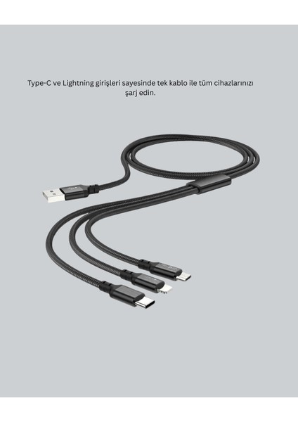 Çoklu USB Şarj Kablosu – 1,2m Hızlı Şarj, 3A Güçlü Akım fırsatları