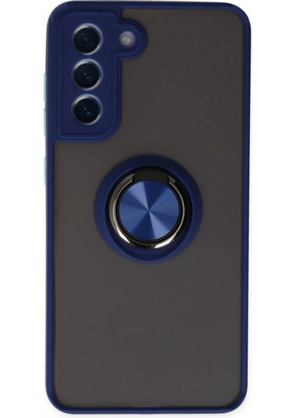 Samsung Galaxy S21 Fe Kılıf Montreal Yüzüklü Silikon Kapak - Lacivert