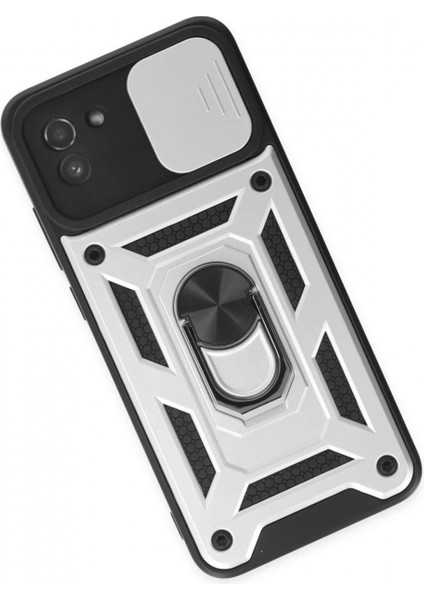 Samsung Galaxy A03 Kılıf Pars Lens Yüzüklü Silikon - Gümüş modelleri