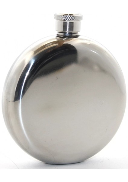 Paslanmaz Çelik Yuvarlak 5 Oz Tekli Matara Çelik Renk