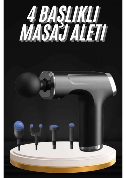 Şarjlı Masaj Tabancası 4 Başlıklı Mini Masaj Tabancası ve Masaj Aleti