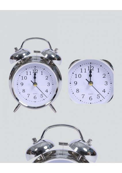 Gümüş Renkli Sessiz Işıklı Dekoratif Masa Üstü Çalar Saat Alarmlı fiyatları