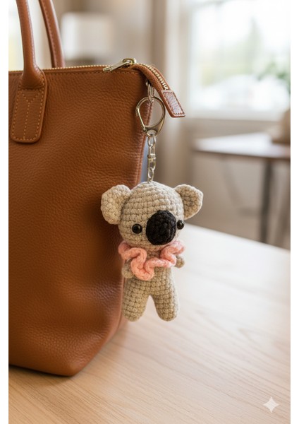 Amigurumi Koala Anahtarlık – El Yapımı Örgü Oyuncak, Sevimli Çanta ve Araba Aksesuarı