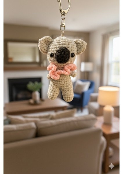 Amigurumi Koala Anahtarlık – El Yapımı Örgü Oyuncak, Sevimli Çanta ve Araba Aksesuarı