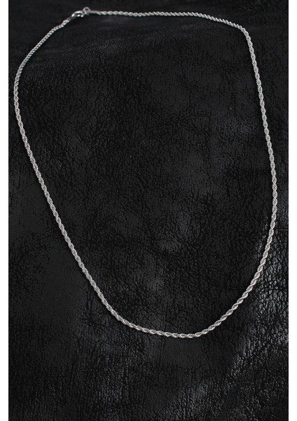 316L Çelik Halat Zincir Model Gümüş Renk Erkek Kolye