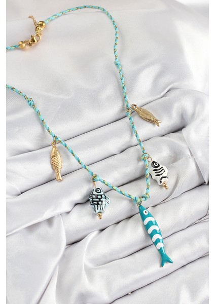 Seramik Motifli Balık Figürlü Model Mi Ip Kadın Kolye fiyatları