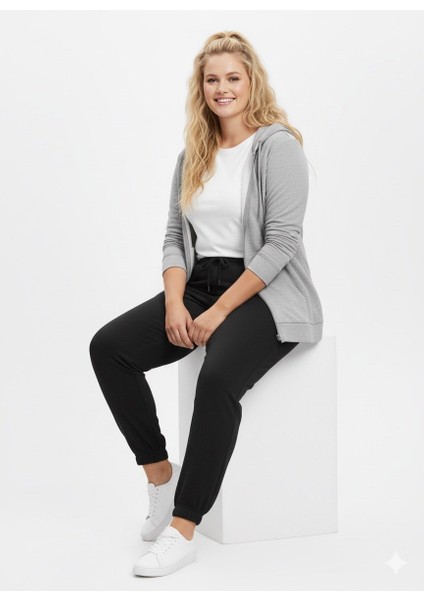 Kadın Büyük Beden Paçası Lastikli Eşofman Alt 21629 fırsatları