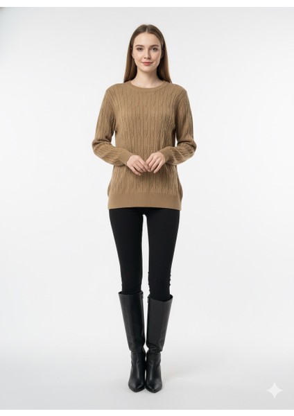 Kadın Saç Örgü Desenli Triko Kazak 5354 fiyatları