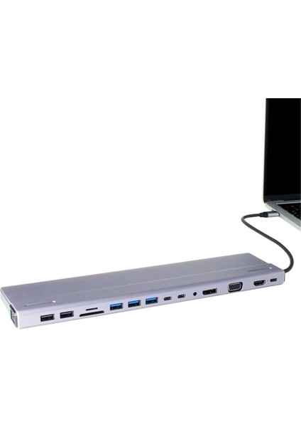 CU4703 Type-C To USB3.0-3+USB2.0-2+VGA+RJ45+SD+TF+AUDIO+HDMI+DP+USB-C Data-2+Usb-C Çoklayıcı fiyatları