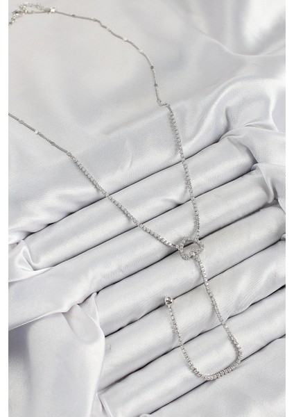 Pirinç Zirkon Taşlı Kalp Model Gümüş Renk Y Kolye fiyatları