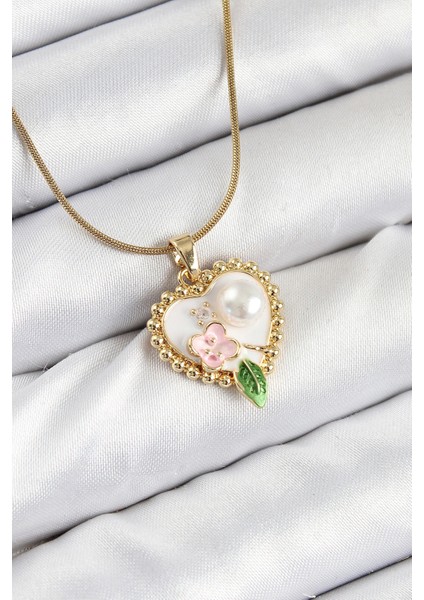 316L Çelik Sanatsal Portre Model Gold Renk Kadın Kolye