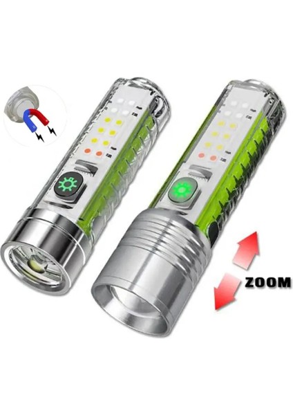 El Feneri 8 Mod Şarjlı Fosforlu Mıknatıslı LED El Feneri fiyatları