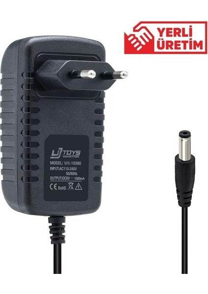 WK-10380 6 Volt 1 Amper Priz Tipi Adaptör 5.5 x 2.5 Uç