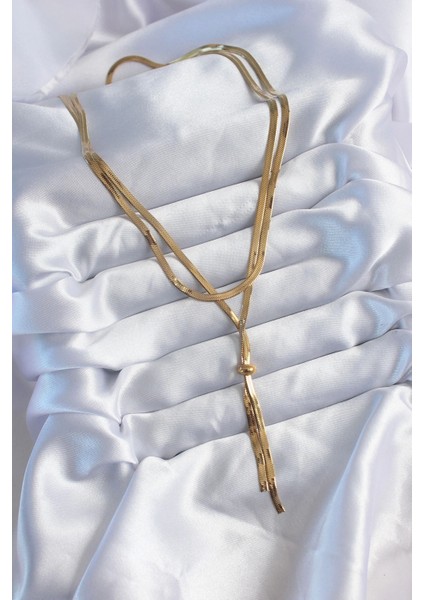 316L Çelik Gold Renk 2'li Italyan Zincir Asansör Model Sallantı Detay Kadın Kolye fiyatları