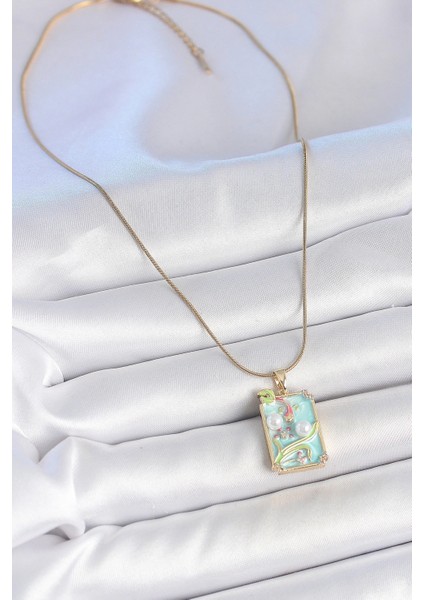 316L Çelik Gold Renk Zincir Mi Mineli Incili Çiçek Işlemeli Portre Model Kadın Kolye fiyatları