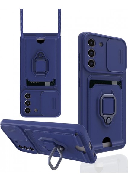 Samsung Galaxy S21 Fe Kılıf Zuma Kartvizitli Yüzüklü Silikon - Lacivert