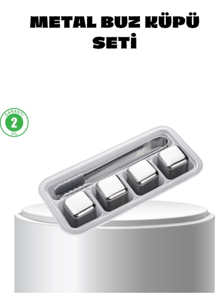 Paslanmaz Çelik Metal Buz Küpü Seti Sulandırmadan Soğutma ve Klips Dahil