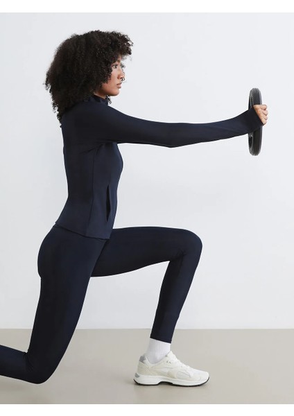 Koor Sport Lacivert Yüksek Bel Toparlayıcı Kadın Spor Tayt