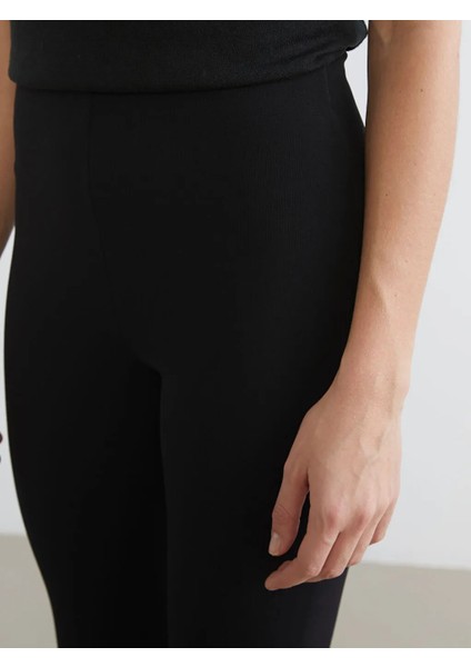 Lcw Vision Siyah Yüksek Bel Ispanyol Paça Kadın Tayt Pantolon modelleri
