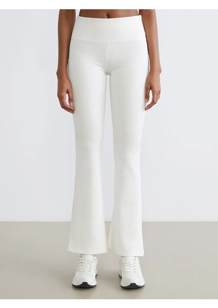 Koor Sport Ekru Beli Lastikli Ispanyol Paça Kadın Spor Tayt fiyatları