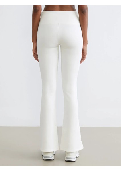 Koor Sport Ekru Beli Lastikli Ispanyol Paça Kadın Spor Tayt fırsatları