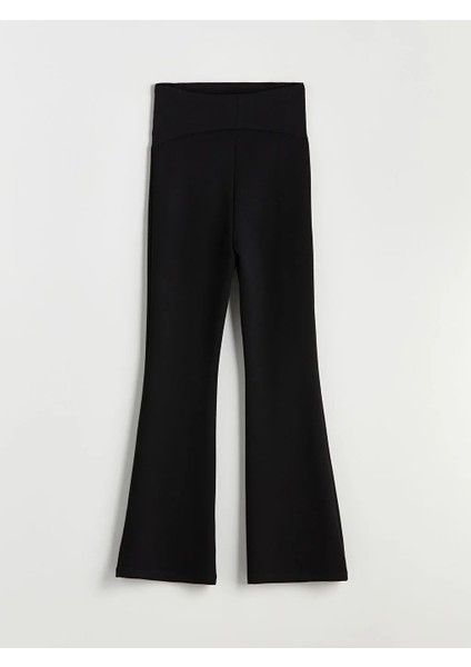 Lcw Comfort Siyah Beli Lastikli Ispanyol Paça Kadın Tayt modelleri