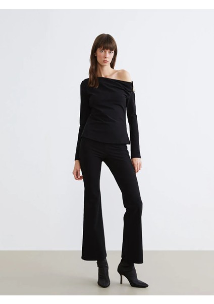 Lcw Vision Siyah Yüksek Bel Ispanyol Paça Kadın Tayt Pantolon