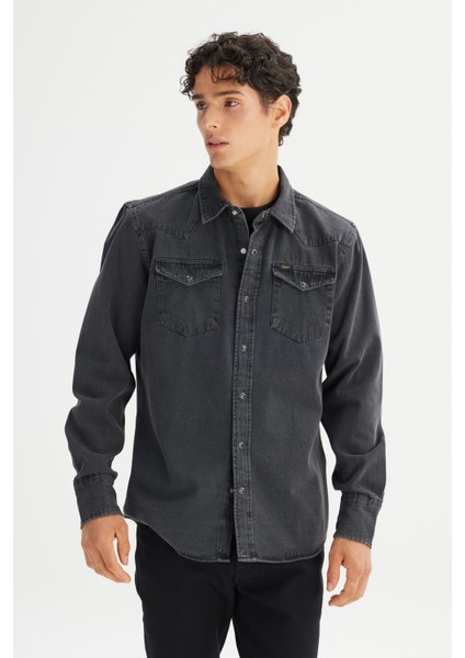 %100 Pamuk Regular Fit Normal Kesim Klasik Yaka Cepli Denim Gömlek modelleri